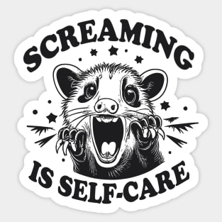 Screaming is Self Care Opossum Shirt, Womens Opossum Tee,Cute Opossum Tee,Opossum Lover Gift, Retro Aesthetic Tee,90s Cute Gift Sticker